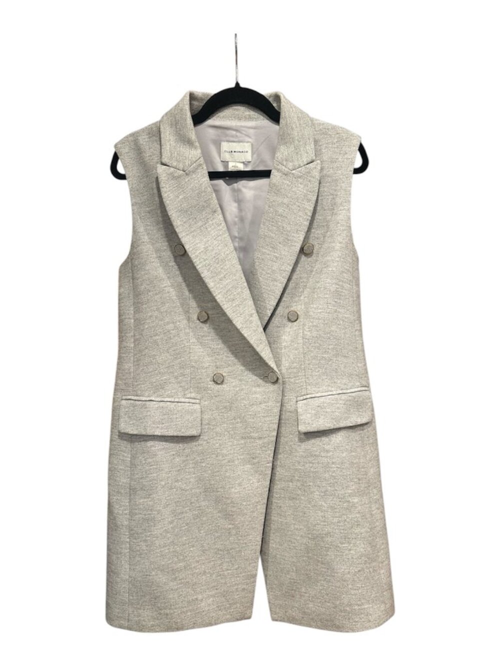 Club Monaco Sleeveless Blazer, Size L, Gray